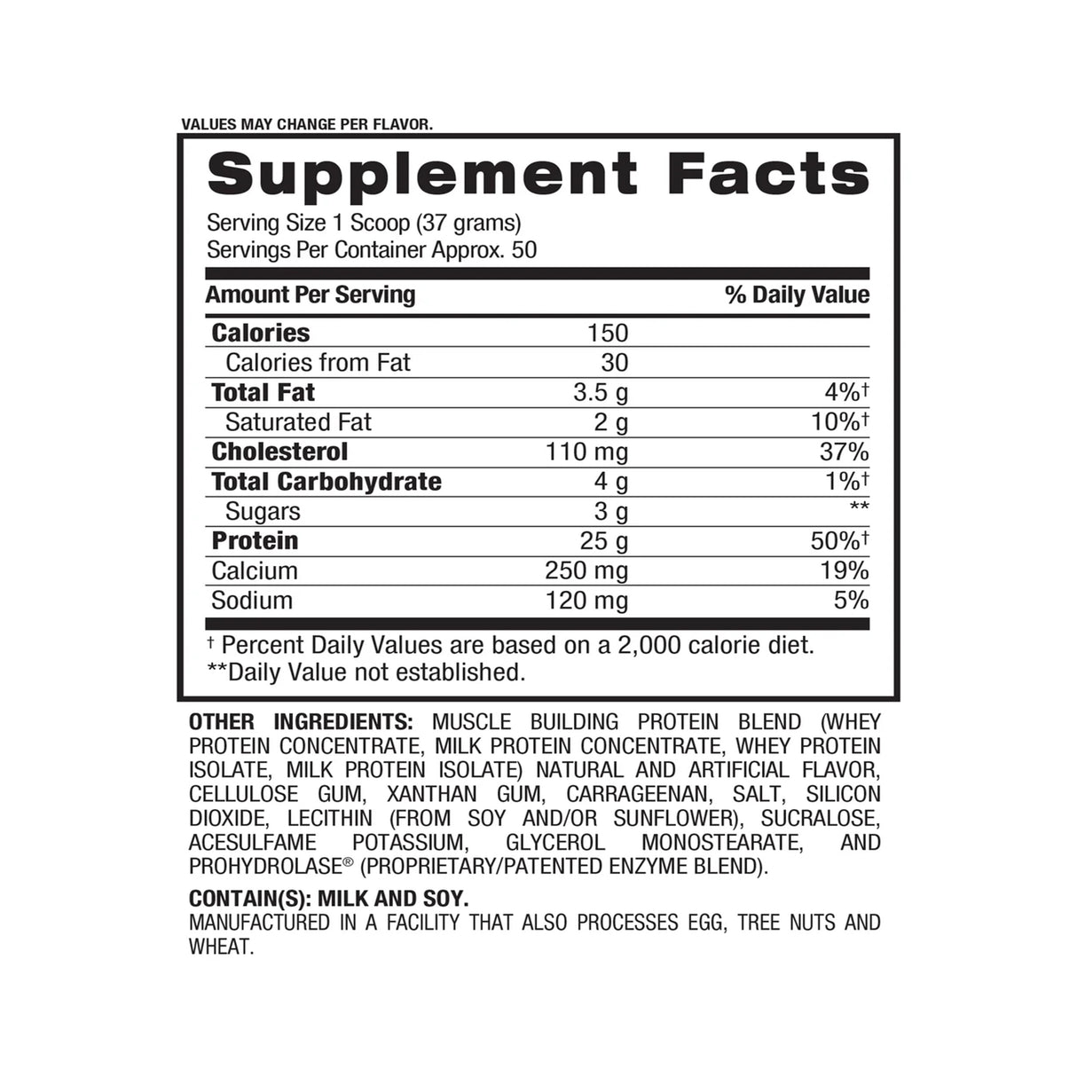 BPI WHEY HD NUTRITION FACTS