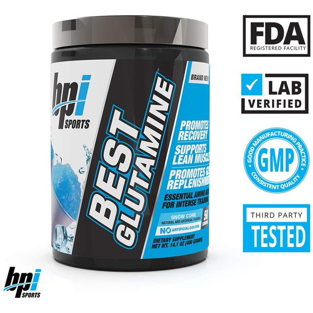 BPI SPORTS BEST GLUTAMINE | SNOW CONE FLAVOR | GYM SUPPLEMENTS U.S