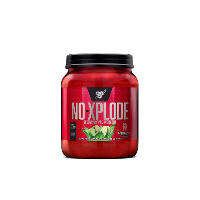 Bsn n.o xplode | 60 servings | green apple flavoured | gym supplements u.s