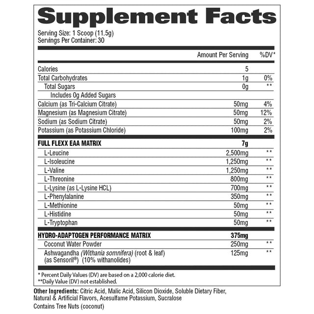 GAT FLEXX EAAs NUTRITION FACTS