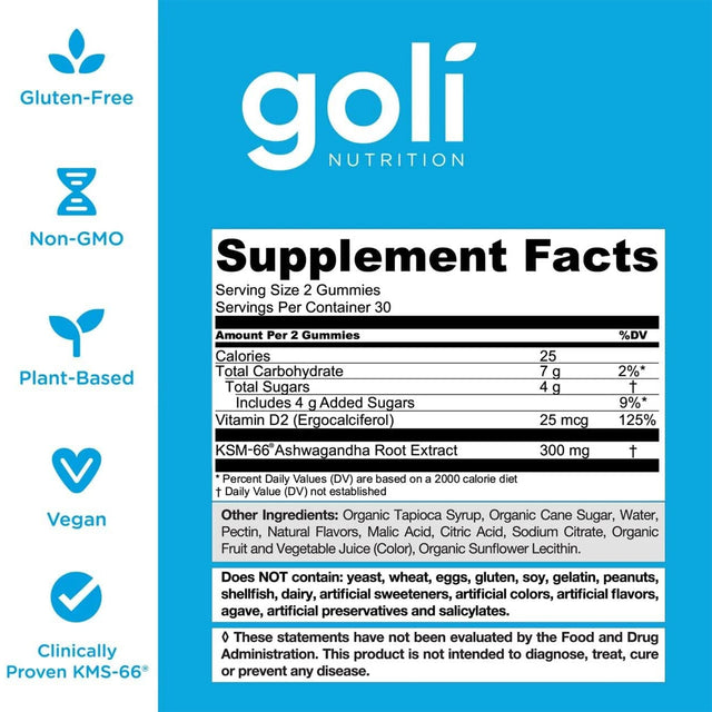 GOLI ASHWAGANDHA GUMMIES | NUTRITION FACTS 