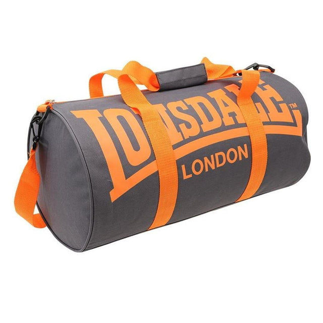 LONSDALE SPORTS BARREL BAG | CHARCOAL ORANGE COLOR | GYM SUPPLEMENTS U.S