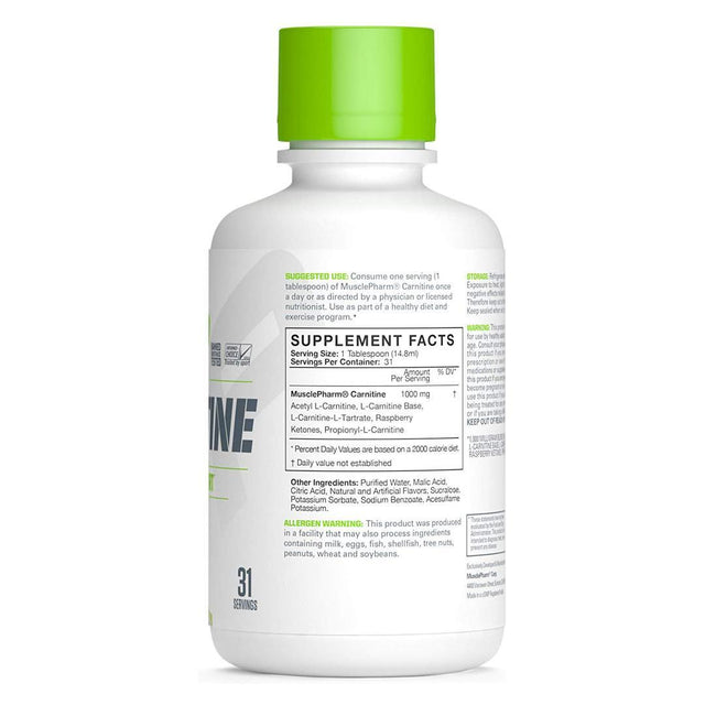 MP CARNITINE LIQUID - GREEN APPLE FLAVOR - NUTRITION FACTS | GYM SUPPLEMENTS U.S