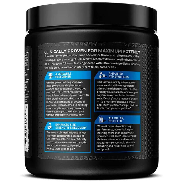 MUSCLETECH CREACTOR CREATINE HCL | BLUE RASPBERRY BLAST | GYM SUPPLEMENTS U.S 