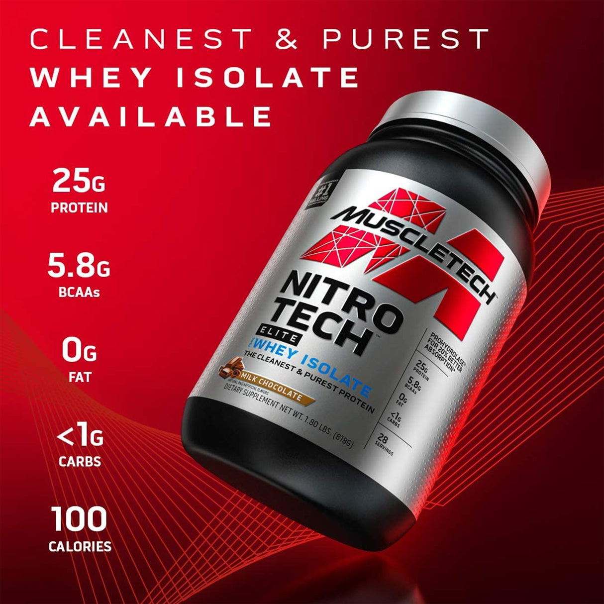 NITRO TECH ELITE 100% WHEY ISOLATE | MILK CHOCOLATE FLAVOR | GYM SUPPLEMENTS U.S 