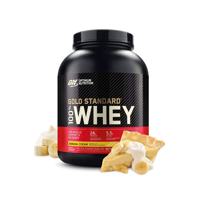 OPTIMUM NUTRITION | WHEY GOLD STANDARD - 5LBS | BANANA CREAM FLAVOR AT GYMSUPPLEMENTSUS.COM