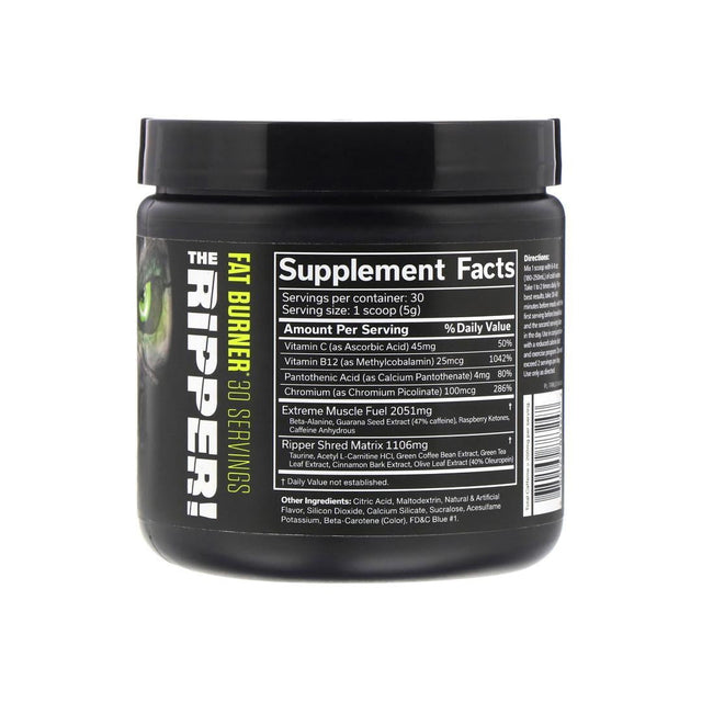 THE RIPPER FAT BURNER | 30 SERVINGS | RAZOR LIME | GYMSUPPLEMENTSUS.COM 